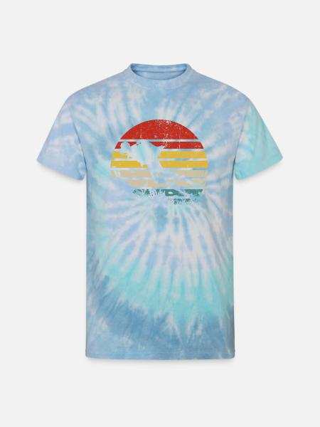 Surfer Sunset Retro Stripes - Unisex Tie Dye T-Shirt - blue lagoon