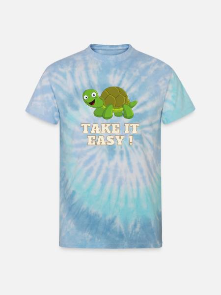 Take It Easy Turtle - Unisex Tie Dye T-Shirt - blue lagoon