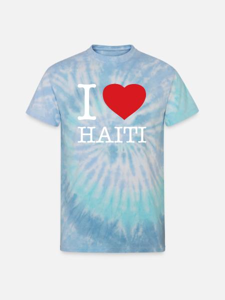 I LOVE HAITI - Unisex Tie Dye T-Shirt - blue lagoon