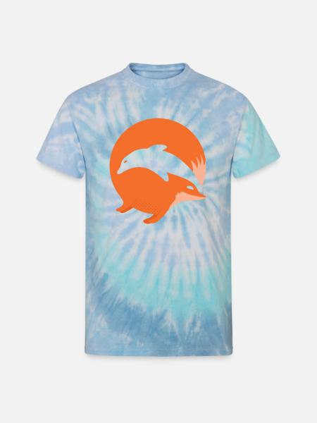 Fox or Dolphin in this fun optical illusion - Unisex Tie Dye T-Shirt - blue lagoon