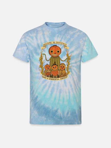 Harvest Family Pumpkin Scarecrow Banner - Unisex Tie Dye T-Shirt - blue lagoon