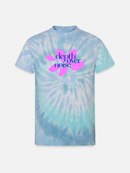 Depth Over Noise Floral - Unisex Tie Dye T-Shirt - blue lagoon