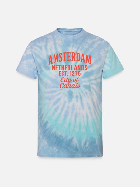 Amsterdam City of Canals Shirt - Unisex Tie Dye T-Shirt - blue lagoon