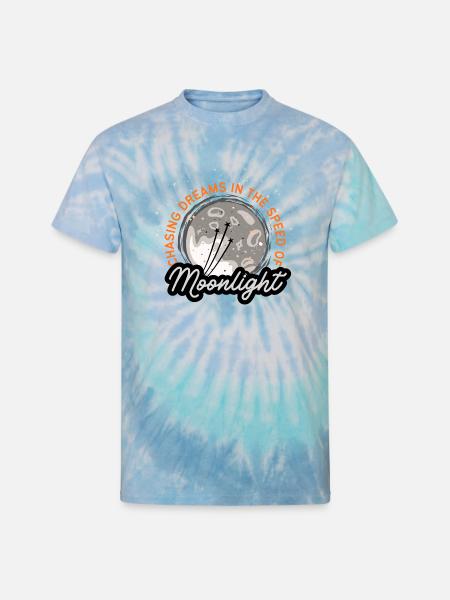 Chasing Dreams | Moonlight Moon Art - Unisex Tie Dye T-Shirt - blue lagoon