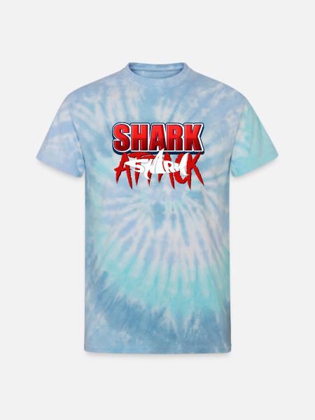 Shark Attack Bold Graphic - Unisex Tie Dye T-Shirt - blue lagoon