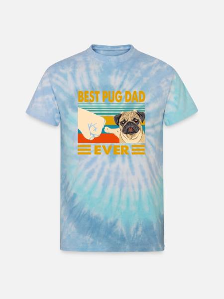 Best Pug Dad Ever - Unisex Tie Dye T-Shirt - blue lagoon