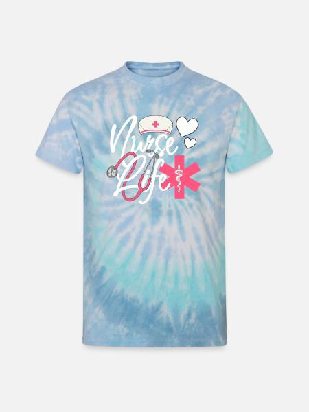 Nurse Life – Heart & Stethoscope Pride - Unisex Tie Dye T-Shirt - blue lagoon