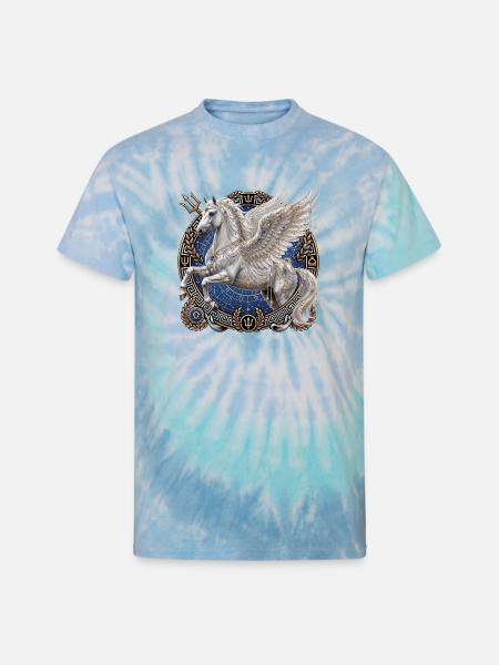 Pegasus Divine Steed - Unisex Tie Dye T-Shirt - blue lagoon