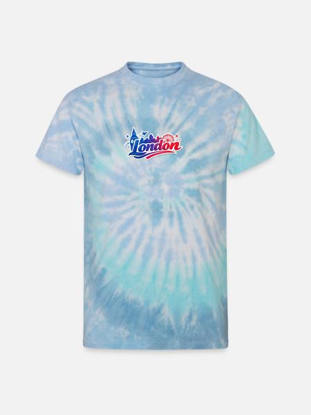 London Skyline Splash - Unisex Tie Dye T-Shirt - blue lagoon