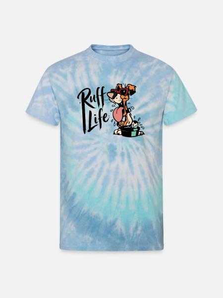 Splashy Sunglasses Pup - Unisex Tie Dye T-Shirt - blue lagoon