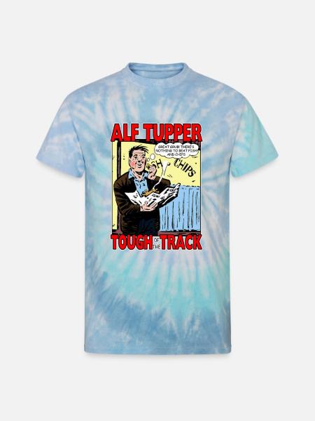 Alf Tupper Tough of the Track Comic Fish & Chips - Unisex Tie Dye T-Shirt - blue lagoon