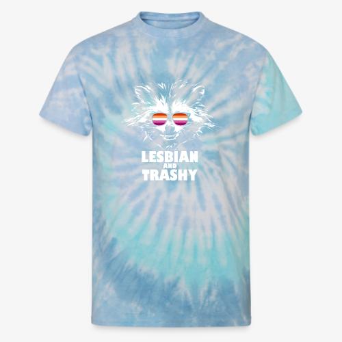Lesbian and Trashy Raccoon Sunglasses Lesbian - Unisex Tie Dye T-Shirt