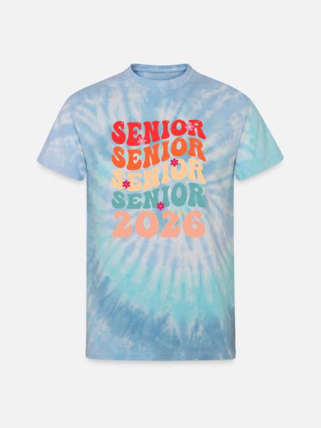 Senior Class 2026 Floral Rainbow - Unisex Tie Dye T-Shirt - blue lagoon