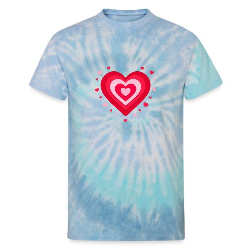 Layered Red & Pink Heart – Cute Valentine Love - Unisex Tie Dye T-Shirt