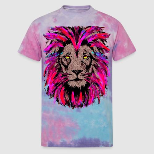 Purple Lion Head - Pink Lion Face Drawing - Unisex Tie Dye T-Shirt