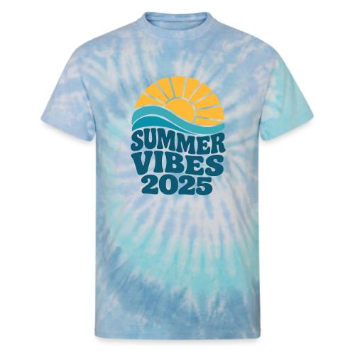 Summer Vibes 2025 Retro Sunset T-Shirt | Fun Beach - Unisex Tie Dye T-Shirt