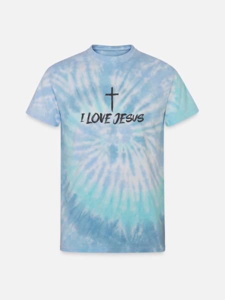 Jesus - I Love Jesus - Unisex Tie Dye T-Shirt - blue lagoon