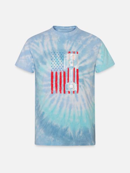 Piston American Flag - Unisex Tie Dye T-Shirt - blue lagoon