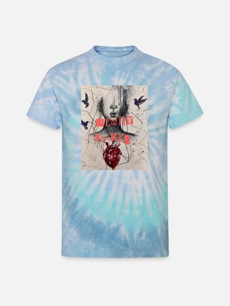 Heart Locked Portrait - Unisex Tie Dye T-Shirt - blue lagoon