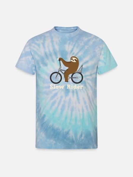 Slow Rider Sloth Cyclisme Équitation Vélo Vélo Paresseux - T-shirt tie-dye pour hommes et femmes - blue lagoon