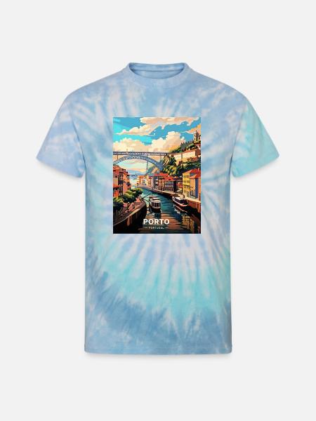 Porto Portugal Travel - Unisex Tie Dye T-Shirt - blue lagoon