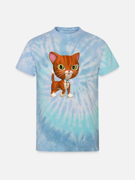 Orange Tabby Cat - Unisex Tie Dye T-Shirt - blue lagoon