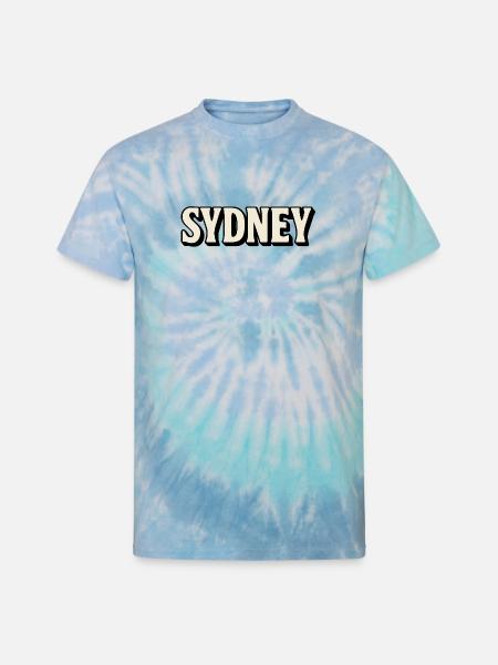 Sydney Retro Bold Lettering - Unisex Tie Dye T-Shirt - blue lagoon