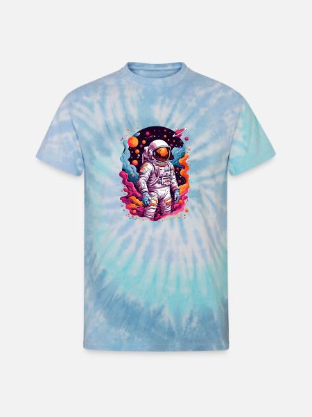 Astronaut Exploration - Unisex Tie Dye T-Shirt - blue lagoon
