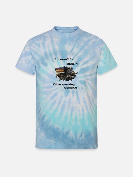 Ode to Rolls Royce Merlin Engine - Unisex Tie Dye T-Shirt - blue lagoon