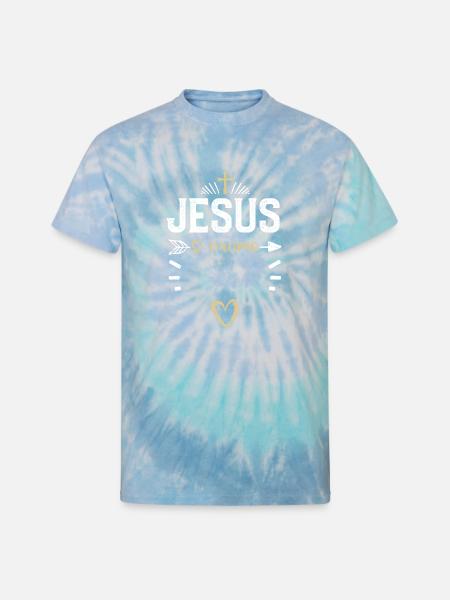 Jesus & Drums - Jesus - Unisex Tie Dye T-Shirt - blue lagoon
