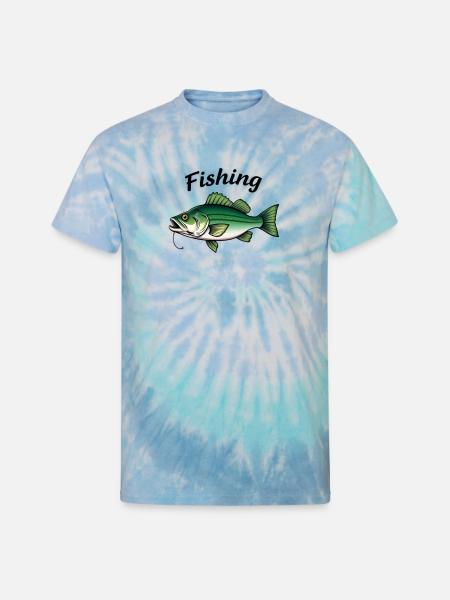 Vivid Bass Fishing Tackle Illustration - Unisex Tie Dye T-Shirt - blue lagoon