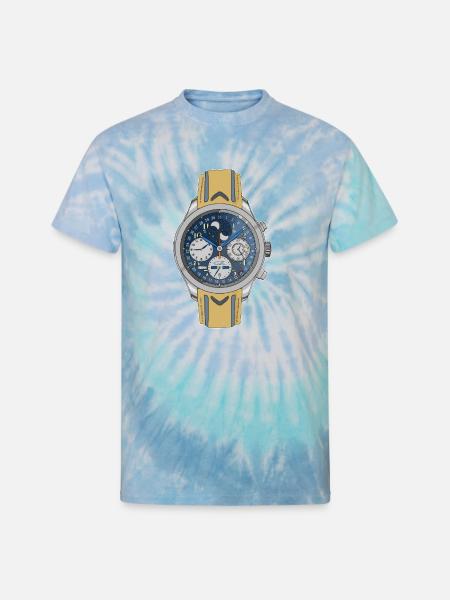 Moonphase Chrono Blue Dial Watch - Unisex Tie Dye T-Shirt - blue lagoon