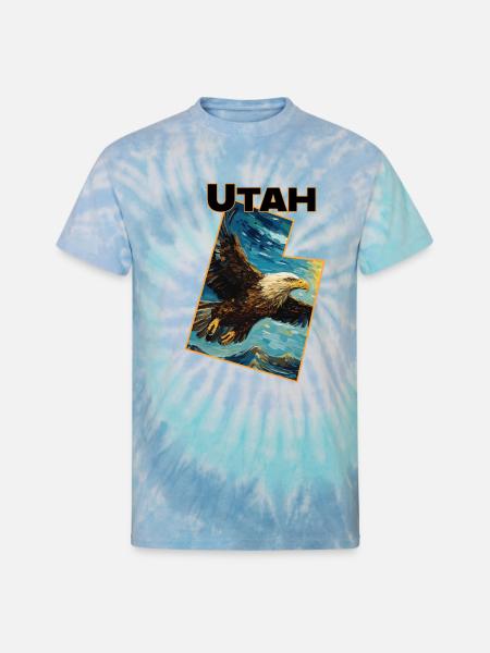Utah Wildlife - eagle - Unisex Tie Dye T-Shirt - blue lagoon