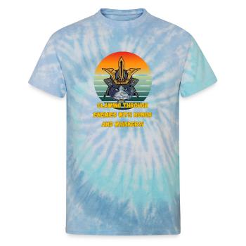 Honor and Whiskers - Unisex Tie Dye T-Shirt - blue lagoon - Front