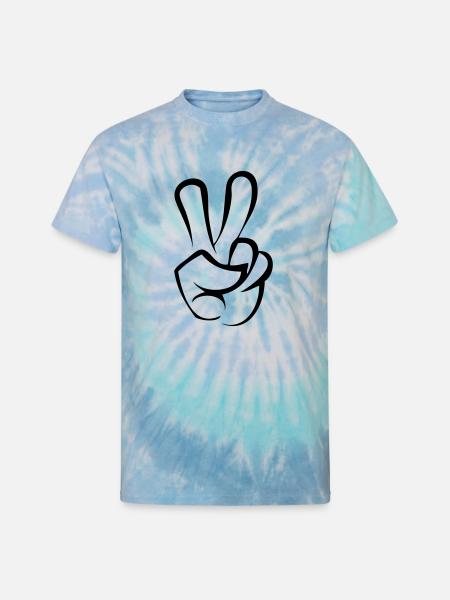 peace hand - Unisex Tie Dye T-Shirt - blue lagoon