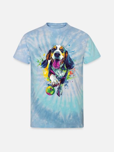 Basset Hound - Unisex Tie Dye T-Shirt - blue lagoon