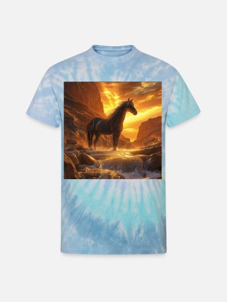 Horse - Unisex Tie Dye T-Shirt - blue lagoon