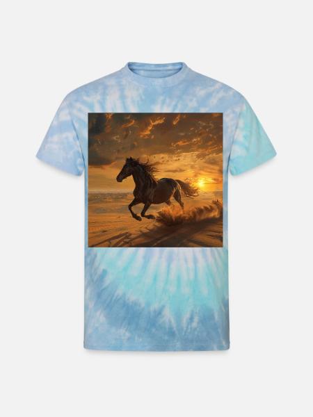 Horse - Unisex Tie Dye T-Shirt - blue lagoon