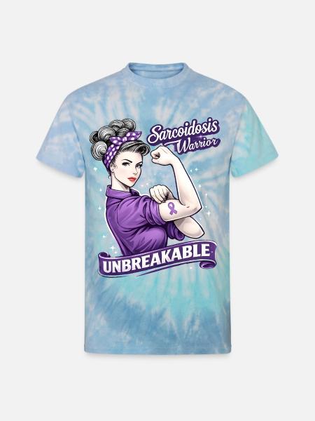 Sarcoidosis Warrior Unbreakable - Unisex Tie Dye T-Shirt - blue lagoon