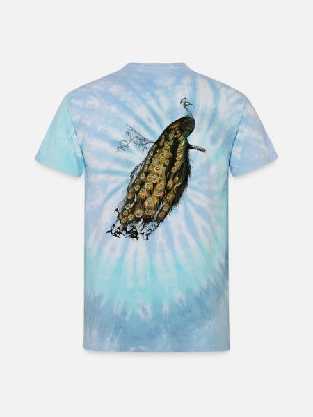 Beautiful Peacock - Unisex Tie Dye T-Shirt - blue lagoon