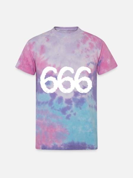 666 symbol number white - Unisex Tie Dye T-Shirt - cotton candy