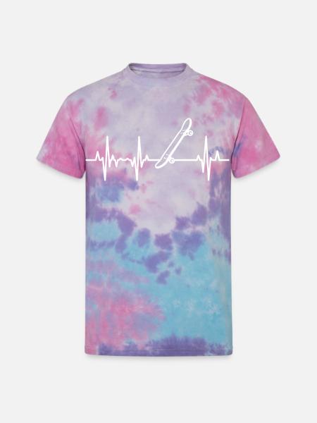 Skateboard ECG Heartline - Unisex Tie Dye T-Shirt - cotton candy