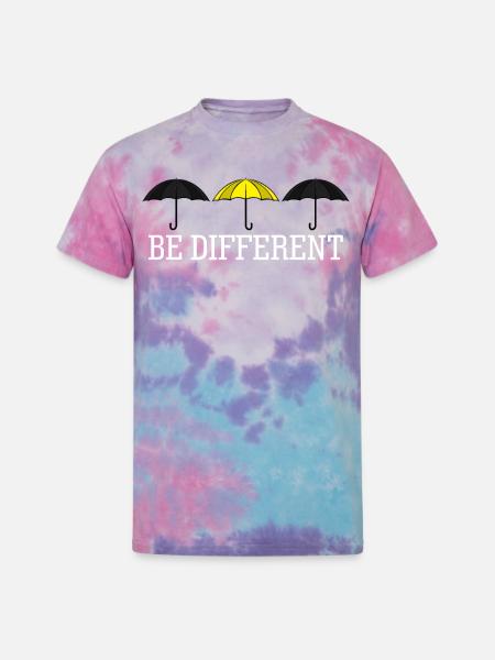 Yellow Umbrella Umbrellas - Unisex Tie Dye T-Shirt - cotton candy