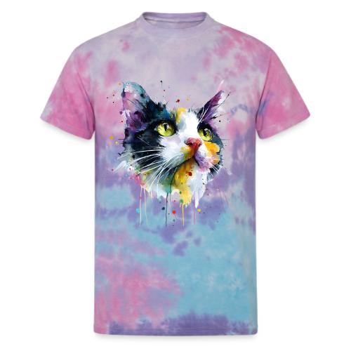 Cat: Painted Purr Expression - Unisex Tie Dye T-Shirt