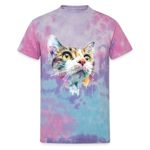 Chromatic Cat Splash - Unisex Tie Dye T-Shirt