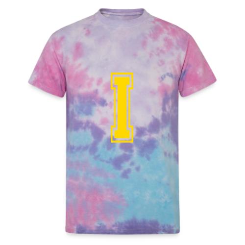 Letter I – Capital Athletic Alphabet Monogram - Unisex Tie Dye T-Shirt