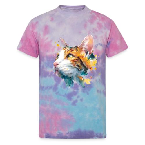 Cat: Feline Ink Burst - Unisex Tie Dye T-Shirt