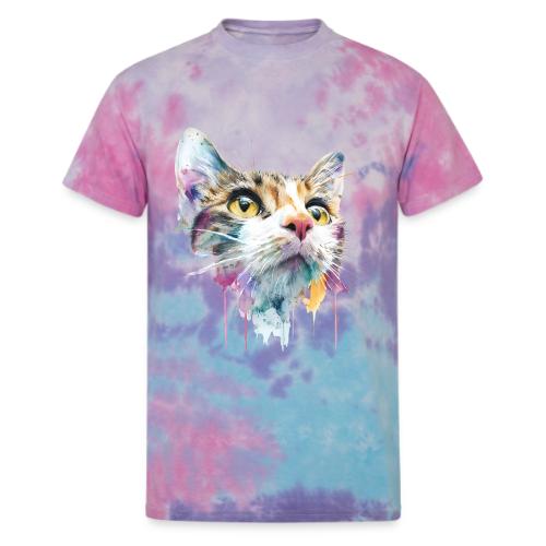 Chromatic Cat Splash - Unisex Tie Dye T-Shirt