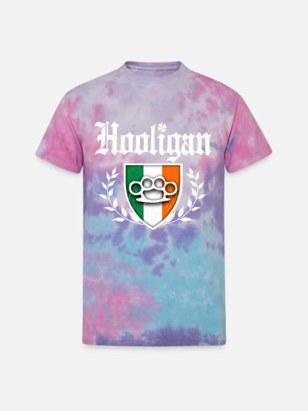 Irish Hooligan Crest vintage distressed look - Unisex Tie Dye T-Shirt - cotton candy