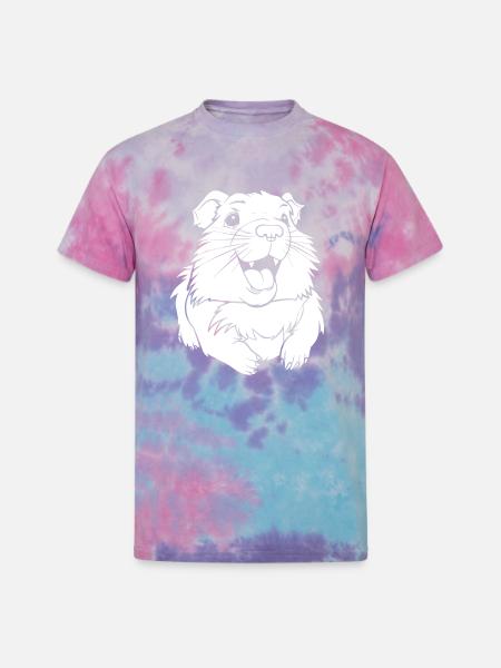 Guinea Pig Cavy Smiling - Unisex Tie Dye T-Shirt - cotton candy